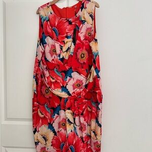 NWT Tahari women’s floral print ruched sleeveless sheath jersey dress size 24W